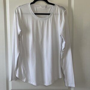 PINSPARK White Long Sleeve Moisture Wicking Workout Top with Thumbholes Size S